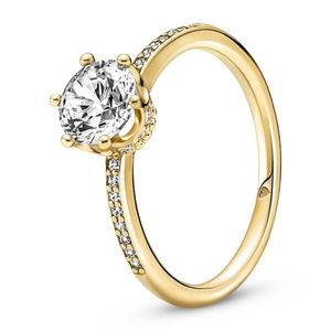 Pandora Clear Sparkling Crown Solitaire Ring Size 7